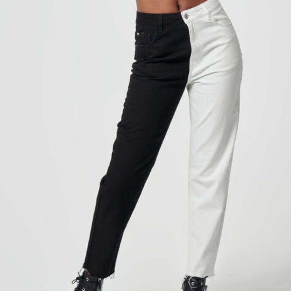 Jeans bicolor black & white